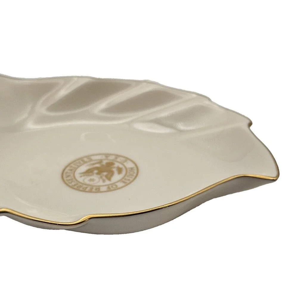 Lenox US House of Representatives Pickard China, Leaf Shape Candy Dish Gold Trim